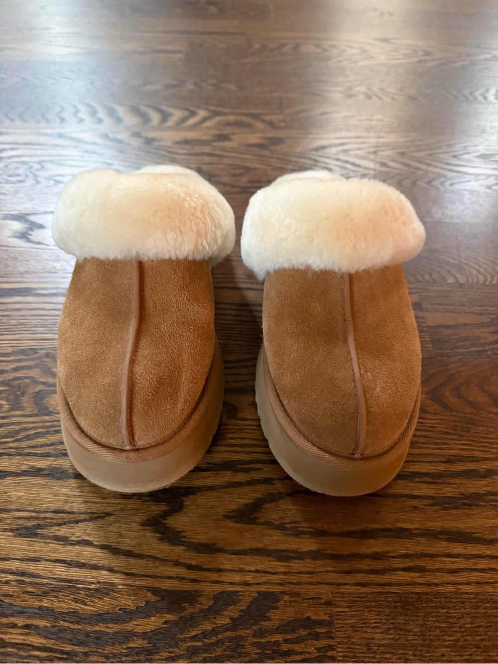 UGG Cozy Shearling-Lined Slip-On Slippers - Chestnut 8.5